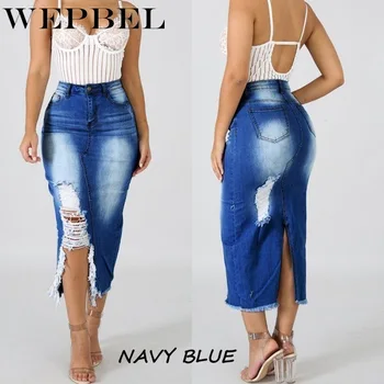 WEPBEL Denim Skirt Casual Women Solid High Waist Washed Denim Split Hip Summer Hole Pencil Skirt Plus Size
WEPBEL Denim Skirt Casual Women Solid High Waist Washed Denim Split Hip Summer Hole Pencil Skirt Plus Size