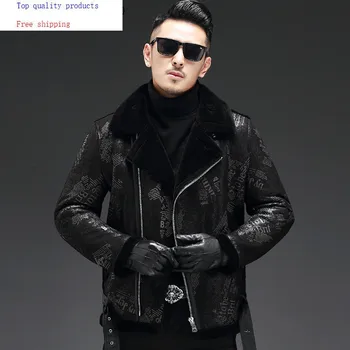 2020 New Genuine Leather Jacket Men Winter Sheep Shearling Jacket Warm Leather Coat Real Wool Fur Lining 19-3701 KJ3287 
2020 New Genuine Leather Jacket Men Winter Sheep Shearling Jacket Warm Leather Coat Real Wool Fur Lining 19-3701 KJ3287