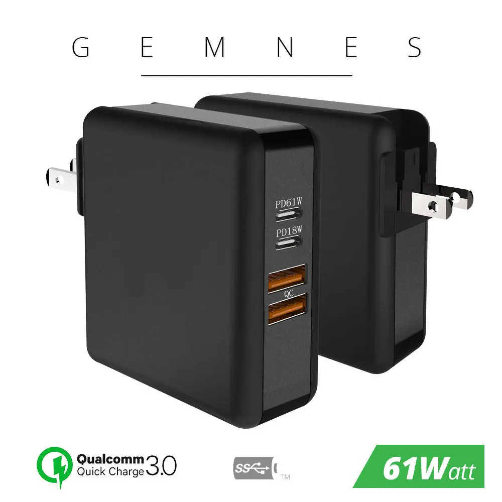 61W Dual USB Type C PD Quick Charger Power Adapter QC 3.0 for Macbook Phone Samsung Xiaomi Huawei Lenovo HP Travel Wall Charger
61W Dual USB Type C PD Quick Charger Power Adapter QC 3.0 for Macbook Phone Samsung Xiaomi Huawei Lenovo HP Travel Wall Charger