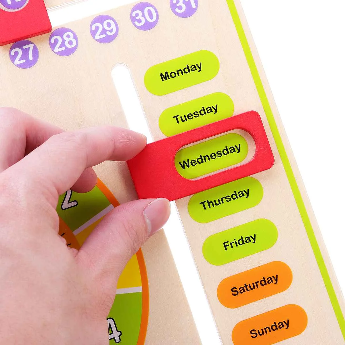 Holz Multifunktions Jahresuhr Kalender Uhr Board Lernspielzeug für Kinder 