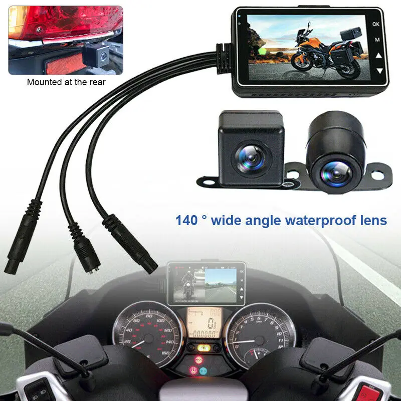 Motorcycle Dashcam Viewer Riding Record Camera Waterproof Dual Lens Video Recorder Front Rear HD Cam Motorbike Loop Recording
Motorcycle Dashcam Viewer Riding Record Camera Waterproof Dual Lens Video Recorder Front Rear HD Cam Motorbike Loop Recording