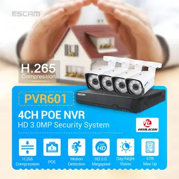 ESCAM PVR601 3MP H.265 POE 4CH PVR Camera Kit Surveillance Camera System without Humanoid Detection
ESCAM PVR601 3MP H.265 POE 4CH PVR Camera Kit Surveillance Camera System without Humanoid Detection