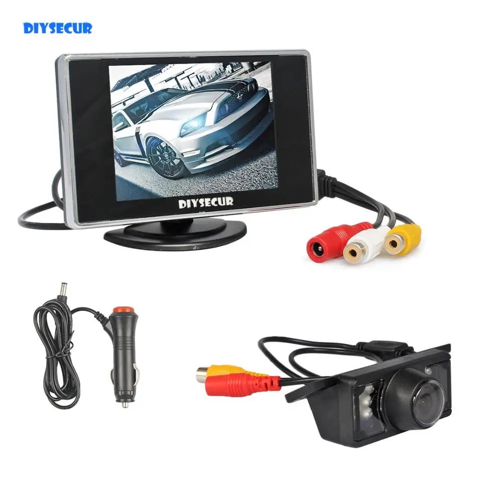 

DIYSECUR Wired 3.5" TFT LCD Car Monitor IR Night Vision Rear View Camera Kit Reversing Camera Parking Assistance System
