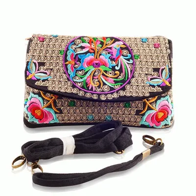 

New national embroidery small shopping handbags women!Nice bohemian prints lady shoulder&crossbody bag All-match canvas Carrier