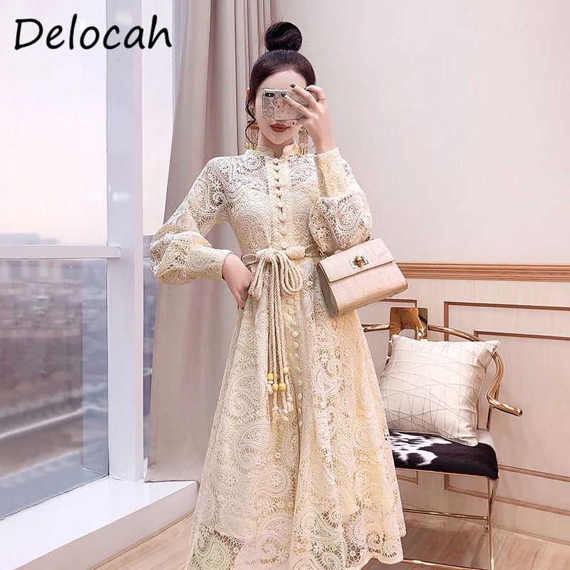 Delocah Women Fashion Autumn Designer Party A-Line Dress Lace Bow Sashes Elegant Bodycon Fit Ladies Midi Dresses vestidos 2020
Delocah Women Fashion Autumn Designer Party A-Line Dress Lace Bow Sashes Elegant Bodycon Fit Ladies Midi Dresses vestidos 2020