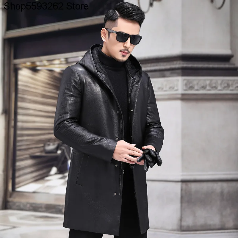 Genuine Leather Leather Coat Male Goat Skin Medium Length Money Slim Fit Plus Cotton Leather Jacket Winter Lian Cap Keep Warm
Genuine Leather Leather Coat Male Goat Skin Medium Length Money Slim Fit Plus Cotton Leather Jacket Winter Lian Cap Keep Warm