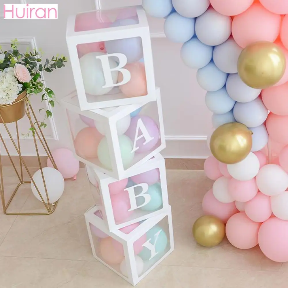 Прозрачная коробка с надписью сделай сам первый день рождения воздушные шары Balony