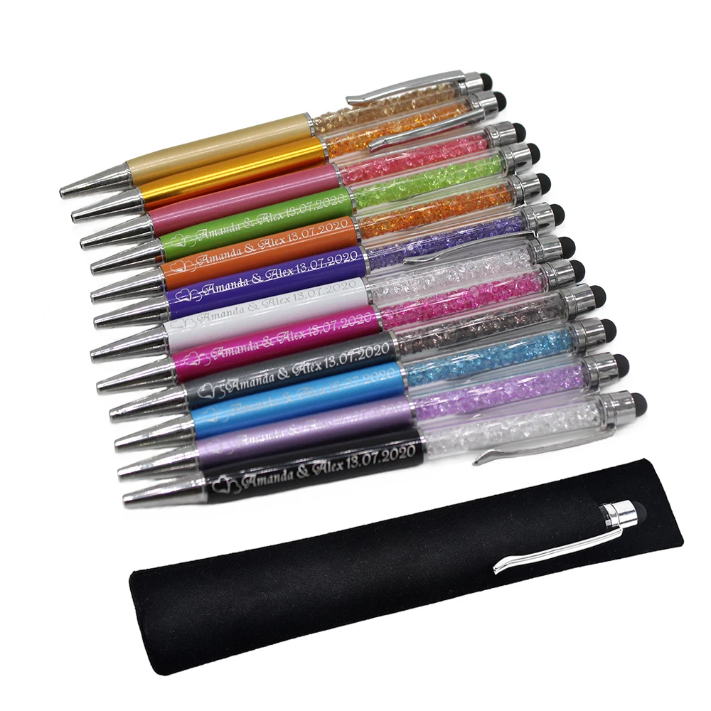 10PCS Personalized Engraved Crystal Diamond Metal Ballpoint Pens Touch Screen Pens Wedding Gift Baby Shower Favors
10PCS Personalized Engraved Crystal Diamond Metal Ballpoint Pens Touch Screen Pens Wedding Gift Baby Shower Favors
