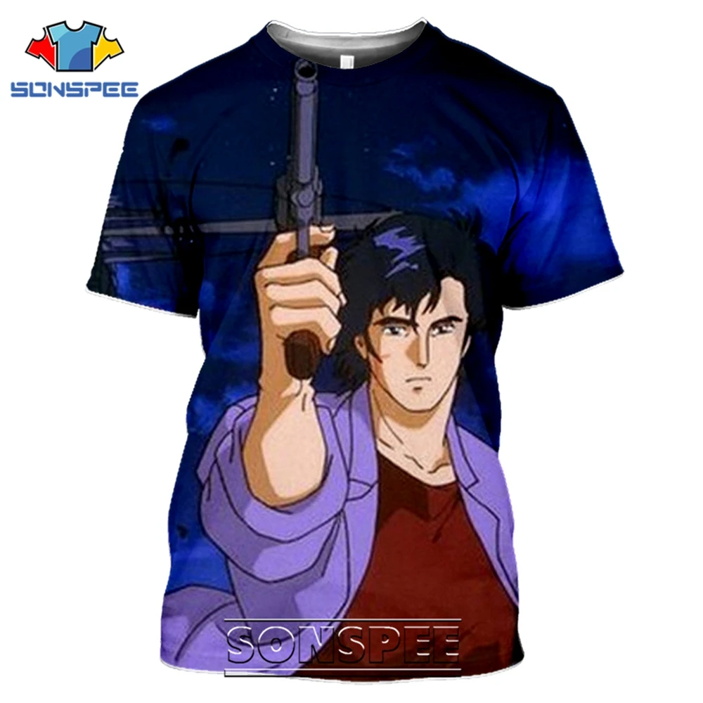 SONSPEE T-shirts CITY HUNTER 3D Print Men Women Vintage Casual Hip Hop Japanese Streetwear Retro Anime Harajuku Tees Tops Shirt (12)