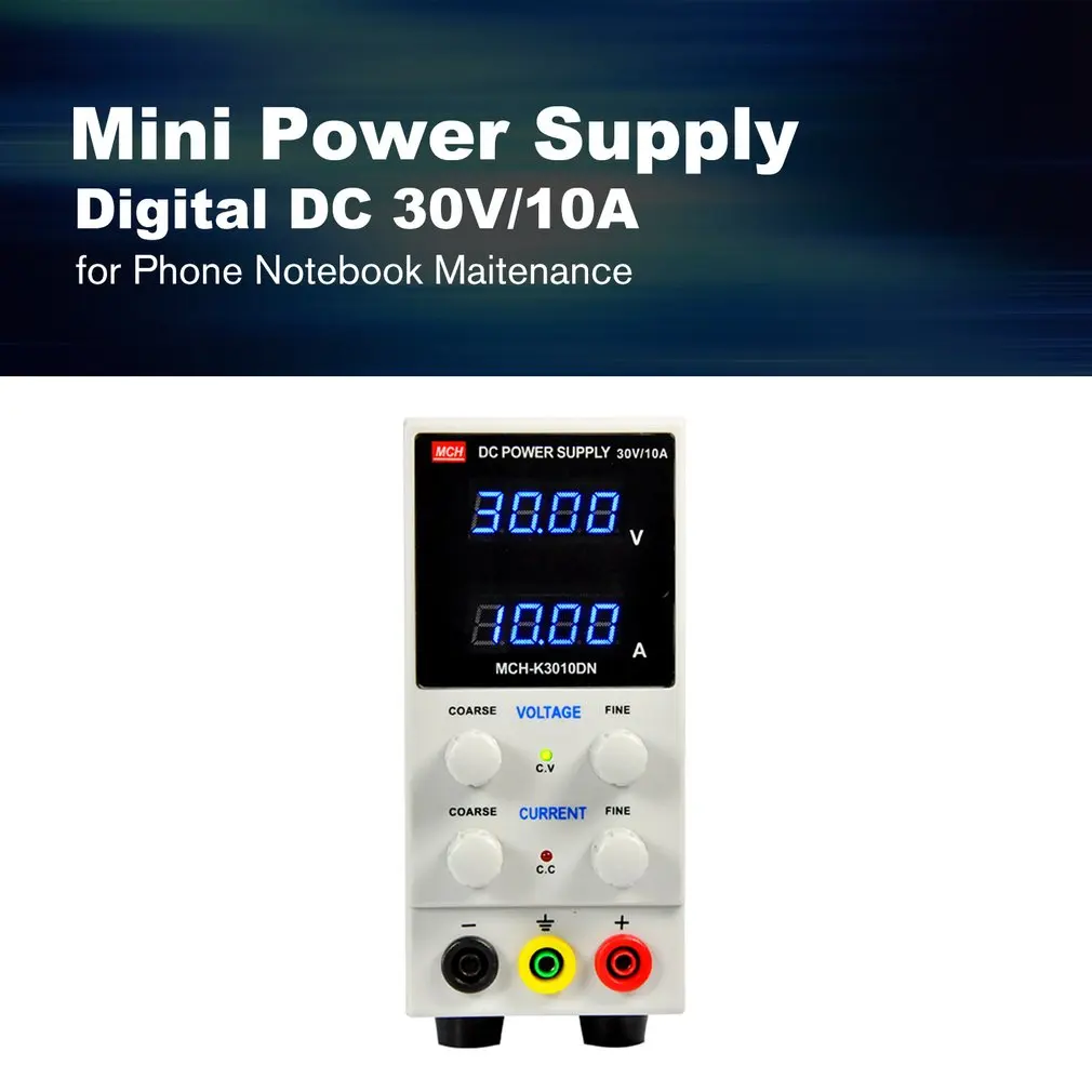 30V/10A Digital Mini DC Power Supply Current Volt Display Adjustable Switching for Mobile Phone PC Notebook Maintenance
30V/10A Digital Mini DC Power Supply Current Volt Display Adjustable Switching for Mobile Phone PC Notebook Maintenance