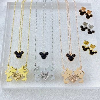 Cartoon Mouse Zircon Pendant Necklace Titanium Steel Chain Necklace Inlaid Zircon Fashion Trendy Women Jewelry Birthday Gift
Cartoon Mouse Zircon Pendant Necklace Titanium Steel Chain Necklace Inlaid Zircon Fashion Trendy Women Jewelry Birthday Gift