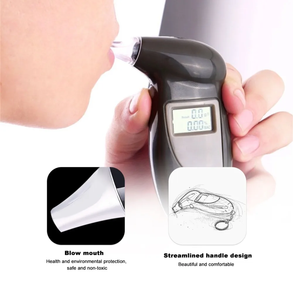 

1pcs Display Digital Alcohol Tester Professional Police Alert Breath Alcohol Tester Device Breathalyzer Analyzer Detector Test