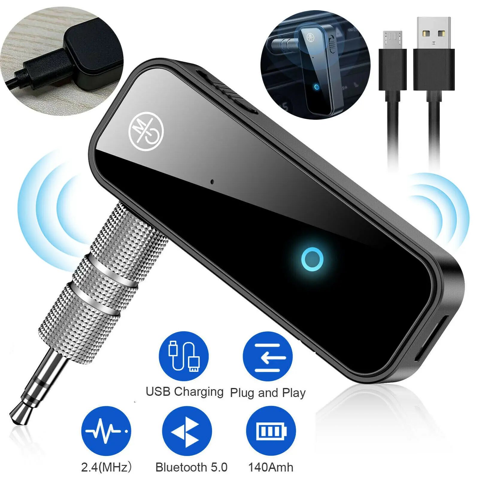 Фото USB-передатчик 2 в 1 Bluetooth 5 0 аудиоадаптер 3 мм AUX автомобильный аудиоприемник для