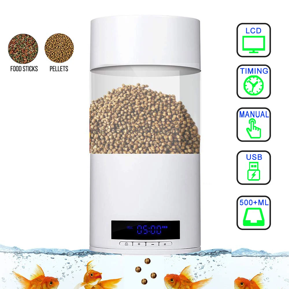 500ml Electronic Automatic Fish Feeder Multiple Timing Food Dispenser Timer Damp Proof LCD Display Fish Food Feeding Feeder Tool
500ml Electronic Automatic Fish Feeder Multiple Timing Food Dispenser Timer Damp Proof LCD Display Fish Food Feeding Feeder Tool