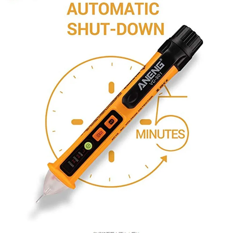 VD901 Non-Contact AC Voltage Tester 12-1000V AC Current Voltage Detector Auto Off Electrical Test Pencil Induction Pen
VD901 Non-Contact AC Voltage Tester 12-1000V AC Current Voltage Detector Auto Off Electrical Test Pencil Induction Pen