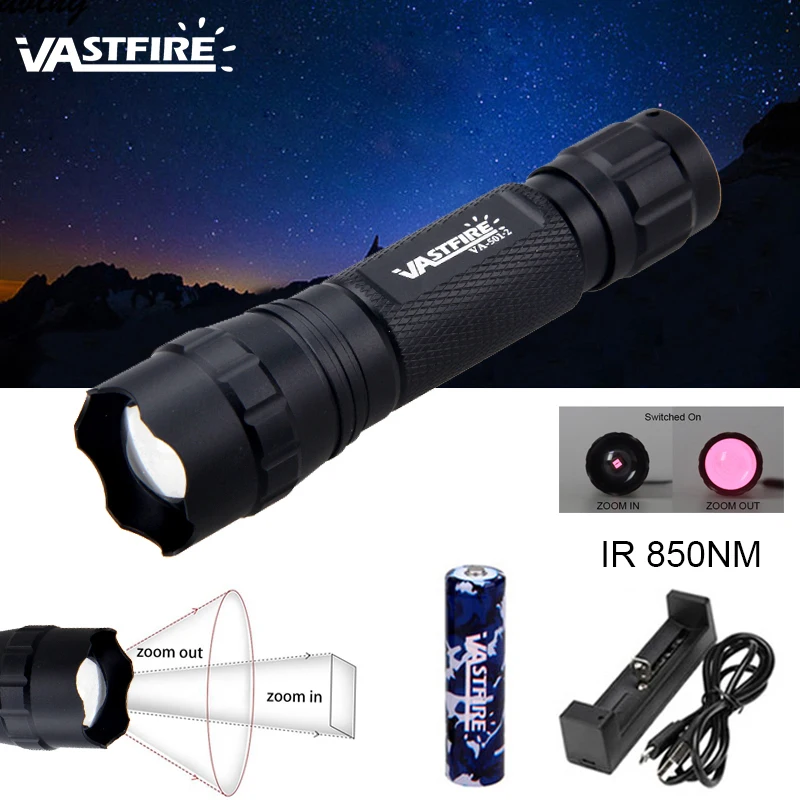 5W IR 850NM 7W IR 940NM IR Night Vision Zoom Flashlight Linterna Infrarrojo Zoomable LED Hunting Weapon Light+18650+USB Charger
5W IR 850NM 7W IR 940NM IR Night Vision Zoom Flashlight Linterna Infrarrojo Zoomable LED Hunting Weapon Light+18650+USB Charger