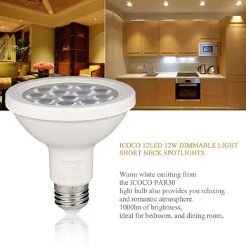 ICOCO 4PCS PAR30 12LED 12W Dimmable Short Neck 1000LM 3000K Warm White Spotlight LED Bulb Quivalent for 75W Halogen Bulb
ICOCO 4PCS PAR30 12LED 12W Dimmable Short Neck 1000LM 3000K Warm White Spotlight LED Bulb Quivalent for 75W Halogen Bulb