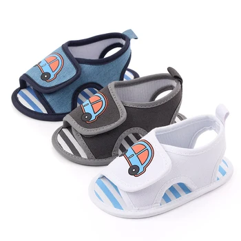 

Toddler Newborn Baby Kids Girl Boy Non-slip Soft Sole Crib Sandals Sneakers Shoes Adjustble First Walker Cute Car Print Shoes