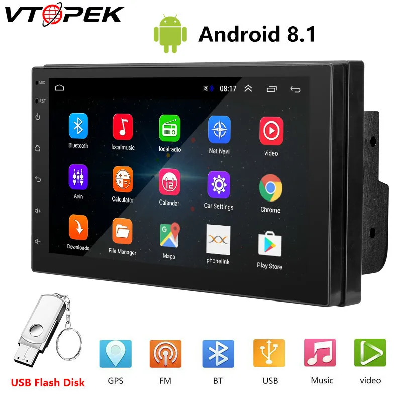 Vtopek Universal Android 8.1 2 DIN 7 Inch HD 4 Core Car Radio Multimedia Player Touch Screen Bluetooth GPS Navigation Autoradio
Vtopek Universal Android 8.1 2 DIN 7 Inch HD 4 Core Car Radio Multimedia Player Touch Screen Bluetooth GPS Navigation Autoradio