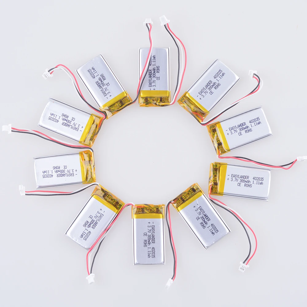 10pcs/Lot 3.7V 250mAh 402035 Lithium Polymer LiPo battery with JST for Handheld GPS Mp3 smart dash camera DVR 042035 | Электроника