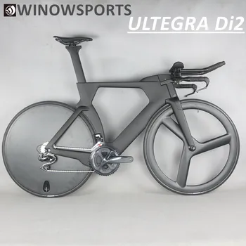 

Winowsports carbon aero racing TT complete bike 700C Triathlon Ultegra Shiman0 R8060 Di2 road bicycle 3 spokes full disc wheel