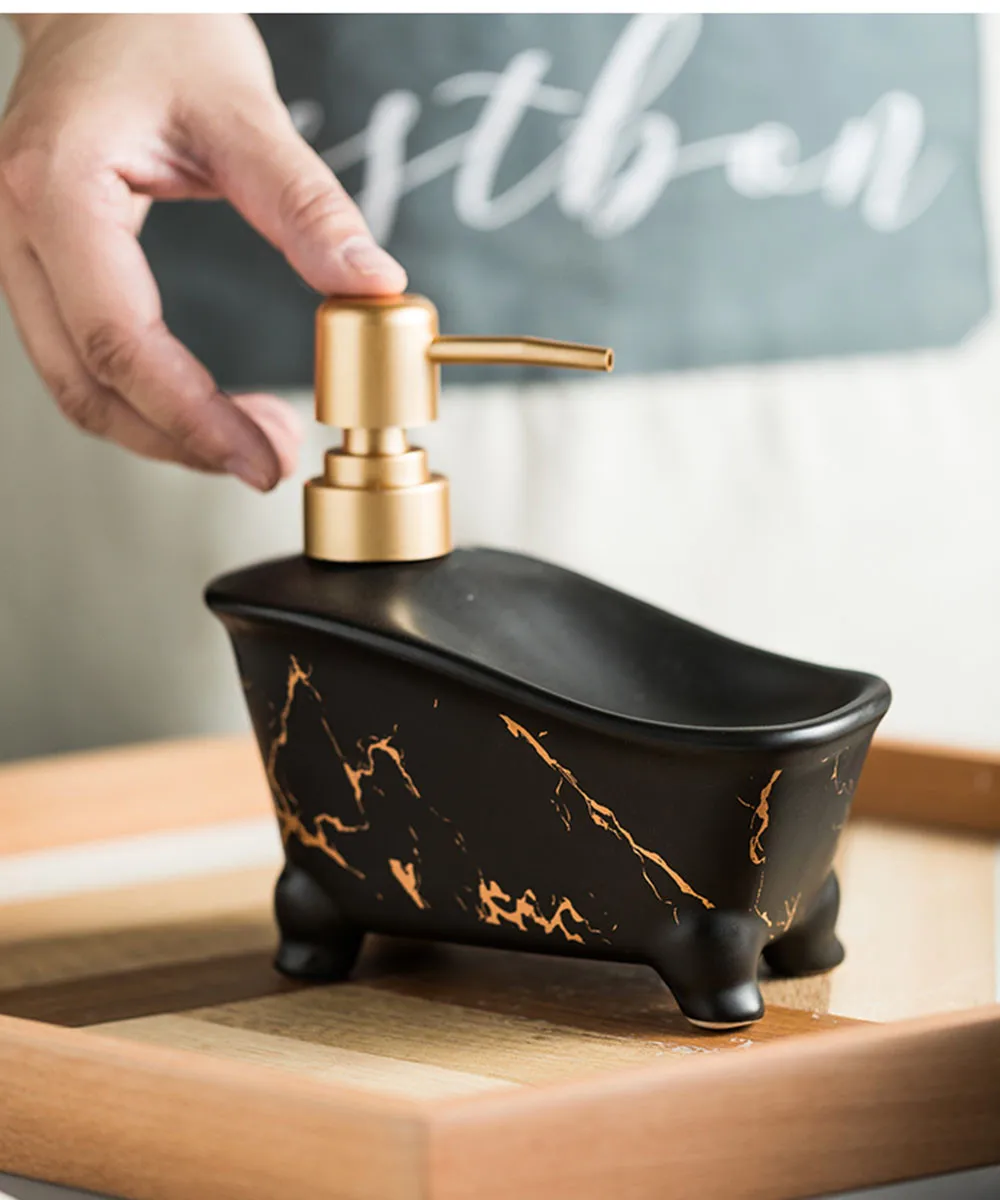 350ml Soap Dispenser Bathtub Shape Marble Pattern Ceramic Shampoo Bottles Soap Dish Hand Washing Empty Refill Sub-bottle
350ml Soap Dispenser Bathtub Shape Marble Pattern Ceramic Shampoo Bottles Soap Dish Hand Washing Empty Refill Sub-bottle