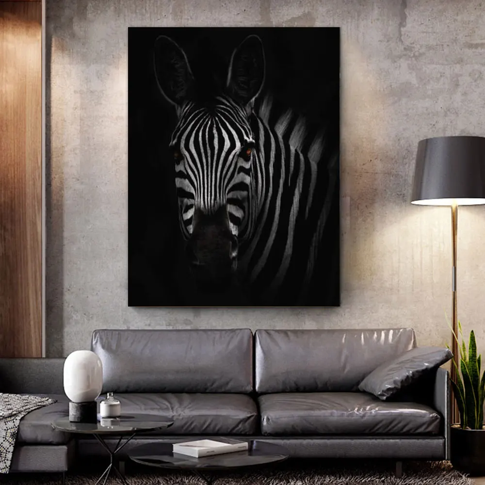 

The Zebra Portrait Canvas Painting Black And White Photography Cuadros for Wall Art Picture Room Home Decor Poster and Prints