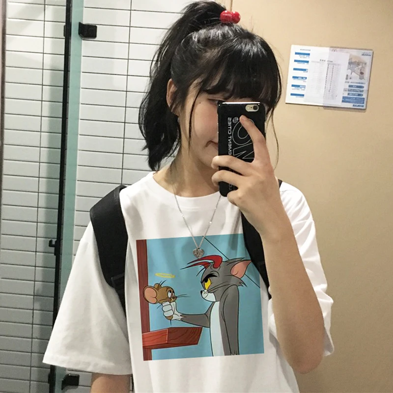 Cat Tom Mouse Jerry Summer print Casual Cartoon Fun Vintage Short Sleeve Women Tees Loose Large Size Couple Harajuku T-Shirt
Cat Tom Mouse Jerry Summer print Casual Cartoon Fun Vintage Short Sleeve Women Tees Loose Large Size Couple Harajuku T-Shirt