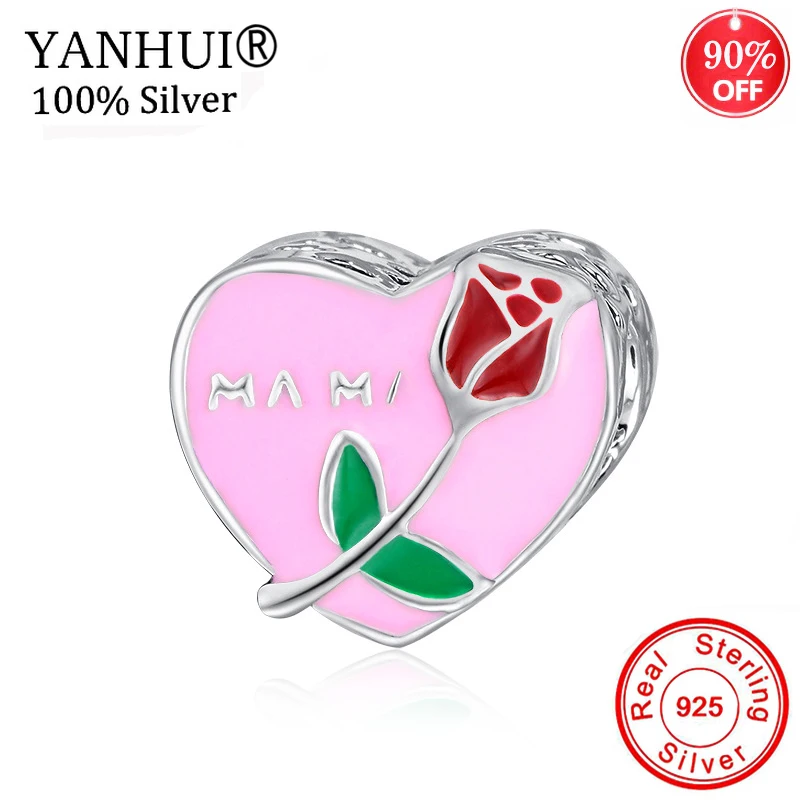 YANHUI New Hot 100% 925 Sterling Silver Fashion Pink Epoxy With Rose Flower Beads Charms Fit Bracelet Gift Jewelry DIY CC065
YANHUI New Hot 100% 925 Sterling Silver Fashion Pink Epoxy With Rose Flower Beads Charms Fit Bracelet Gift Jewelry DIY CC065