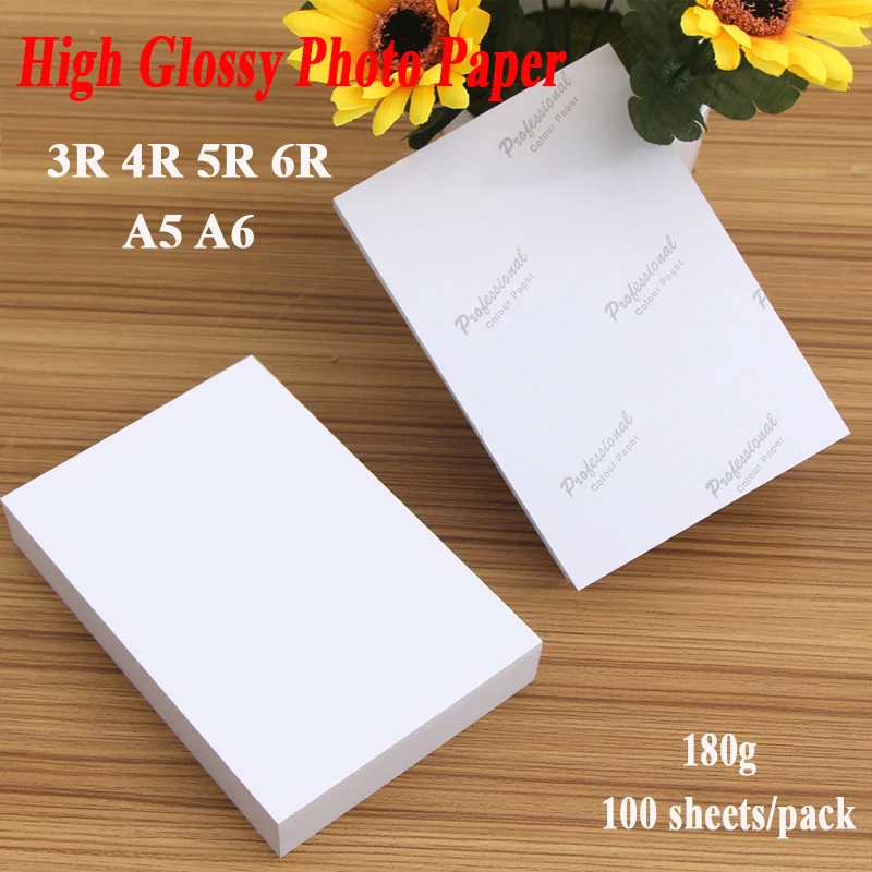 

Photo Paper 3R 4R 5R 6R A5 A6 100 sheets 180g For Inkjet Printer High Glossy Photographic Coated Printing Paper