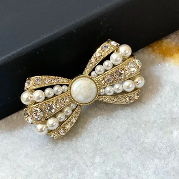 

2020 New Brand Fashion Jewelry Vintage Lovely Style Bowknot Brooch Party Sweater Brooche Flower Pearls Fashion Bowknot Brooches