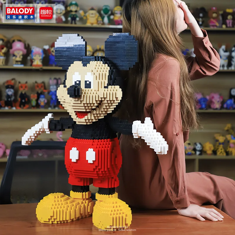 

Disney Mickey Mouse Building Blocks Big 67cm 2500pcs+ 3D Model Classic Cartoon Figures Bricks Toys For Kid Christmas Gift