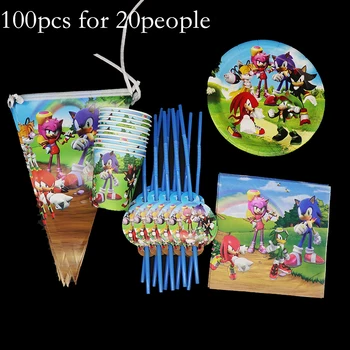 100pcs Sonic Hedgehog disposable tableware Sonic disposable napkins plates cups straws Sonic pennant birthday party decorations
100pcs Sonic Hedgehog disposable tableware Sonic disposable napkins plates cups straws Sonic pennant birthday party decorations