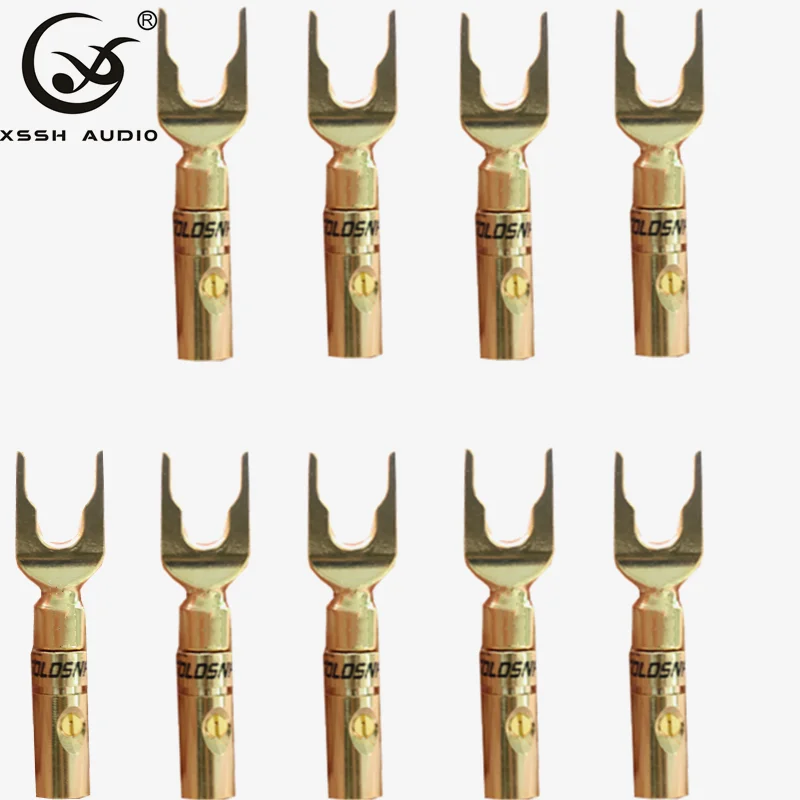 XSSH Audio 8pcs Hi-end HiFi Gold Plated Y spade U type Audio Jack Male Banana Plug Plugs Speaker connectors Horn plug
XSSH Audio 8pcs Hi-end HiFi Gold Plated Y spade U type Audio Jack Male Banana Plug Plugs Speaker connectors Horn plug