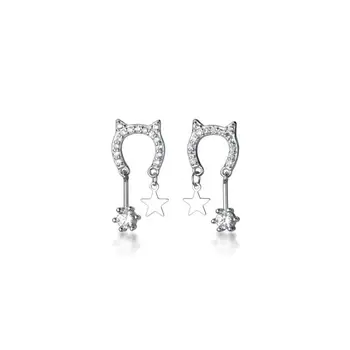 Drop Earrings 100% 925 Sterling Silver Drop Earrings Cat Style with Cubic Zirconia
Drop Earrings 100% 925 Sterling Silver Drop Earrings Cat Style with Cubic Zirconia
