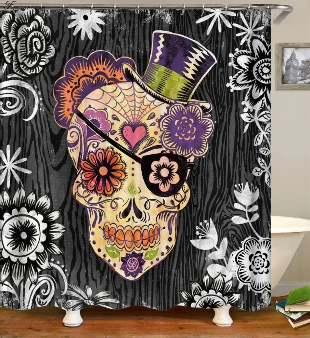 Sugar-Skull-Shower-Curtains-Bathroom-Curtain-Fabric-Shower-Curtain-3d-Funny-Waterproof-Shower-Curtain-Cortinas-Home (2)