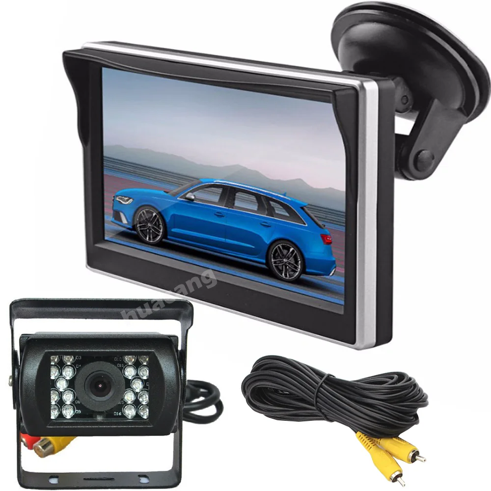 5" TFT LCD Monitor Vehicle IR Night Vision Rear View Reversing Camera Kit for Truck Trailers RV 12V-24V
5" TFT LCD Monitor Vehicle IR Night Vision Rear View Reversing Camera Kit for Truck Trailers RV 12V-24V