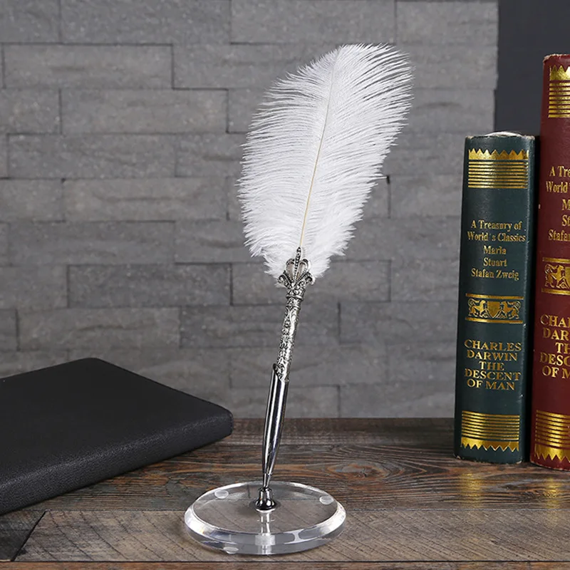 Retro Classical Quill Pen Old European Style Feather Writing Pen Gift With Pen Stand
Retro Classical Quill Pen Old European Style Feather Writing Pen Gift With Pen Stand