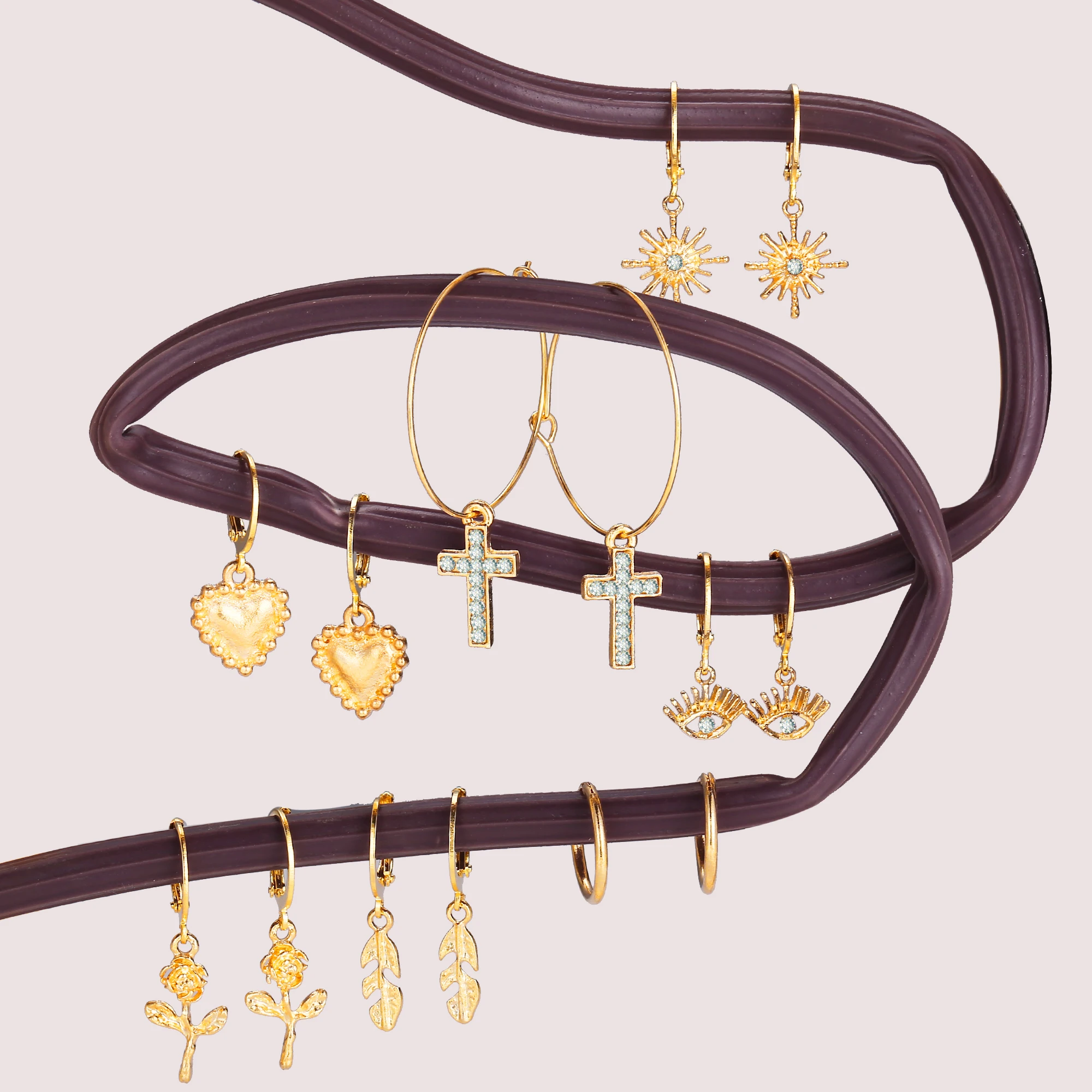 17MILE Fashion Heart Gold Metal Dangle Earrings For Women Cross Crystal Rose Vintage Drop Earring 2019 Trendy Jewelry Party | Украшения и