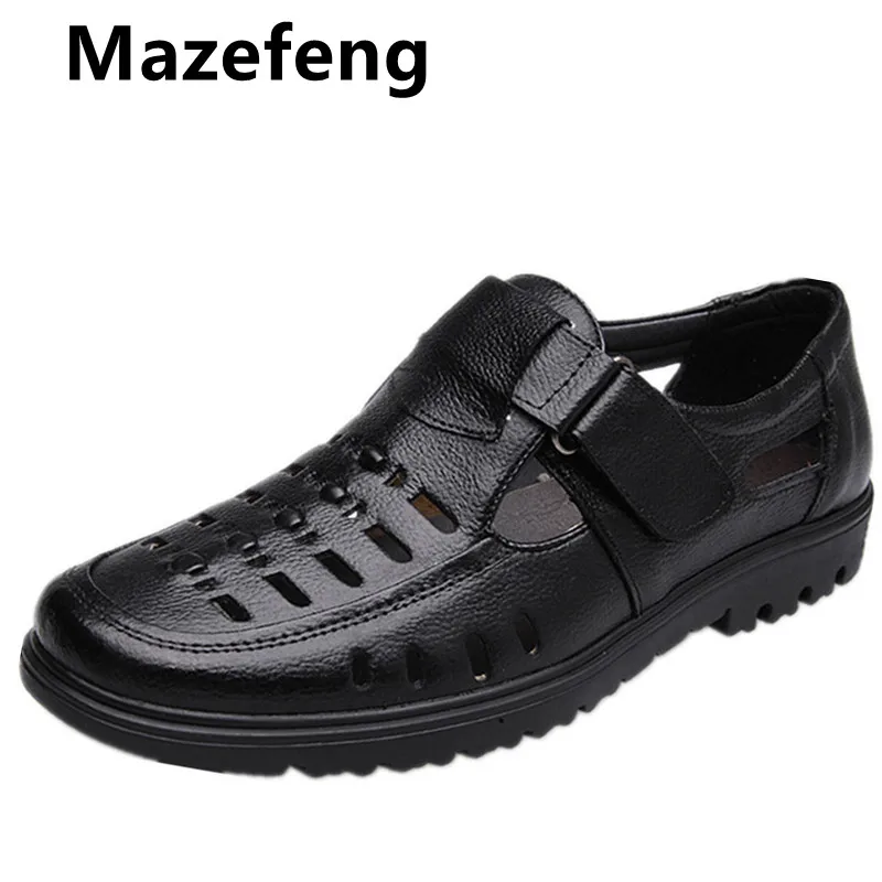 

Mazefeng Leather Casual Shoes Men High Quality Classic Men Sandals Summer Outdoor Walking Men Sneakers Breathable Men Sandals 45