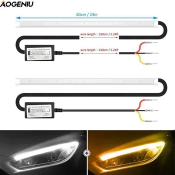AOGENIU 2pcs/lot Daytime Running Light Dual Color White/AmberTurn Signal Guide Strip Decorative Car Lamp Headlight Assembly
AOGENIU 2pcs/lot Daytime Running Light Dual Color White/AmberTurn Signal Guide Strip Decorative Car Lamp Headlight Assembly