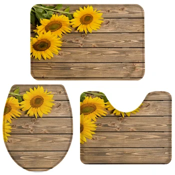 3 Pieces Bathroom Set Sunflower Wood Boards Bath Set Toilet Cover Mat Pedestal Rug Non-Slip Bathroom Rug Set
3 Pieces Bathroom Set Sunflower Wood Boards Bath Set Toilet Cover Mat Pedestal Rug Non-Slip Bathroom Rug Set