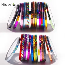 נייל מדבקת 3mm רחב זהב וכסף חוט צבע רצועת קו מסטיק צבעוני ציור קו קישוט לייזר נייל מדבקת קו(China)