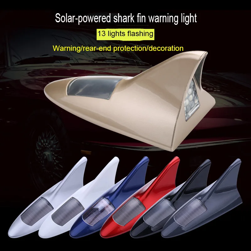 

LED Solar-Powered Car Modified Shark-Fin Antenna Decorative Lights Flashlights Anti-Collision LED Warning Lights Car Roof Lights