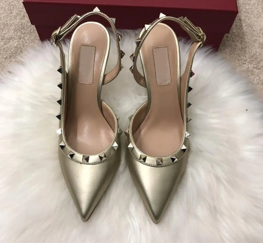 Designer Pointed Toe with Studs high heels genuine Leather rock rivets Sandals Women Studded Strappy Dress Shoes slingbacks
Designer Pointed Toe with Studs high heels genuine Leather rock rivets Sandals Women Studded Strappy Dress Shoes slingbacks
