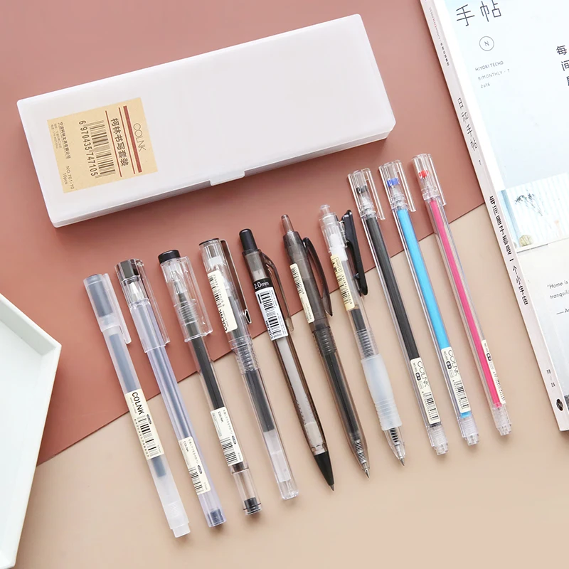 11pcs/set Simple Style Pen Pencil Set Transparent Neutral Pen Original Press Gel Pens Office Stationery Set kawaii
11pcs/set Simple Style Pen Pencil Set Transparent Neutral Pen Original Press Gel Pens Office Stationery Set kawaii