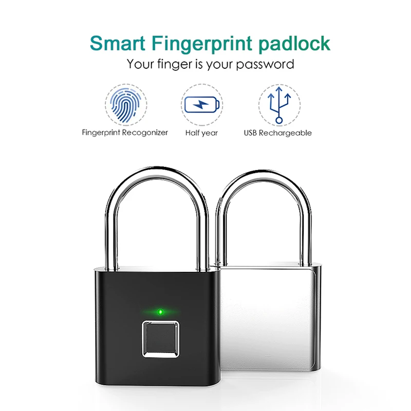 USB Rechargeable Fingerprint Padlock Smart Fingerprint Lock Quick Unlock Zinc Alloy Metal Self Developing Chip for Door Luggage
USB Rechargeable Fingerprint Padlock Smart Fingerprint Lock Quick Unlock Zinc Alloy Metal Self Developing Chip for Door Luggage