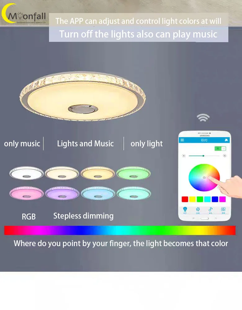 Moonfall- Music LED ceiling lamp Rgb flush mount round Starlight Music with Bluetooth Speaker Dimmable color changing light
Moonfall- Music LED ceiling lamp Rgb flush mount round Starlight Music with Bluetooth Speaker Dimmable color changing light