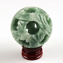 2.2 inch Зеленое Пятно jade Balls include ball Carving Sphere Древесины стоять Чакра