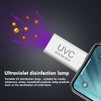 Portable Phone UVC Disinfection Lamp for Smart Android iPhone 265-285nm UVA UVC Type-C Plug iPhone Plug
Portable Phone UVC Disinfection Lamp for Smart Android iPhone 265-285nm UVA UVC Type-C Plug iPhone Plug